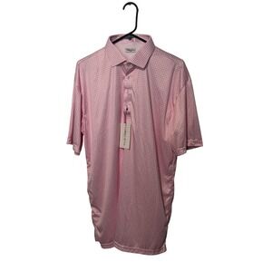 Collars & Co. Dress Collar Polo Men XL Pink Gingham Check Performance Shirt NWT